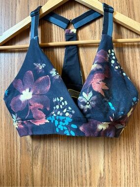 Lole Black Floral Padded Sports Bralette with Adjustable Straps